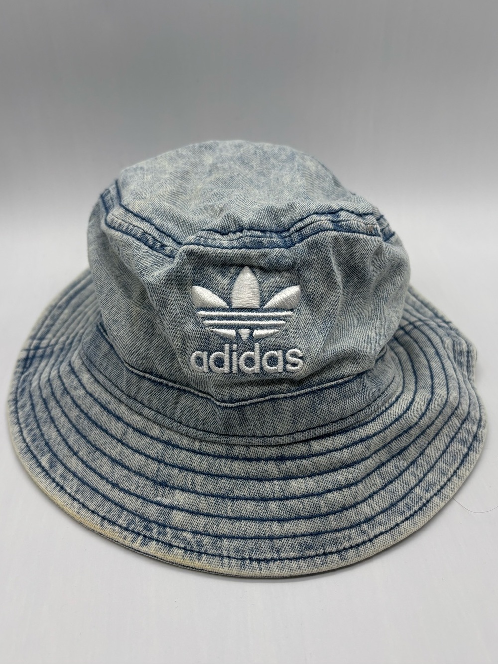 Adidas Originals Washed Denim Bucket Hat | Embroidered Logo